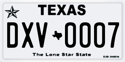 TX license plate DXV0007