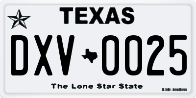 TX license plate DXV0025