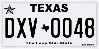 TX license plate DXV0048