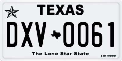 TX license plate DXV0061