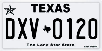 TX license plate DXV0120