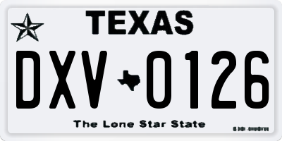 TX license plate DXV0126