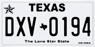 TX license plate DXV0194