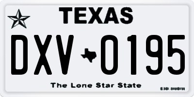 TX license plate DXV0195