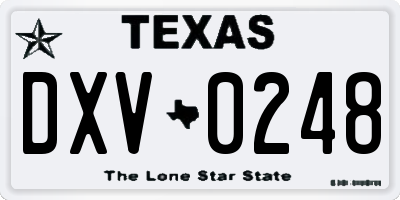 TX license plate DXV0248
