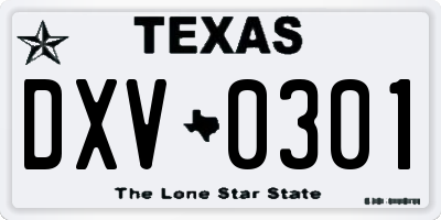 TX license plate DXV0301