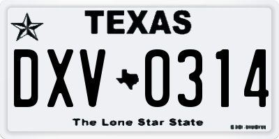 TX license plate DXV0314