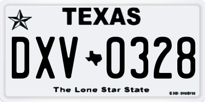 TX license plate DXV0328