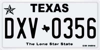 TX license plate DXV0356