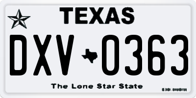 TX license plate DXV0363