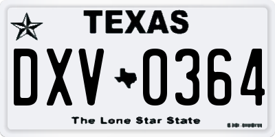 TX license plate DXV0364