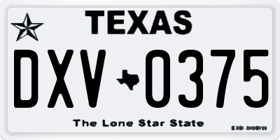 TX license plate DXV0375