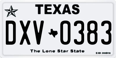 TX license plate DXV0383