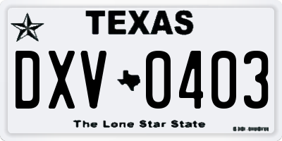 TX license plate DXV0403