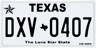 TX license plate DXV0407