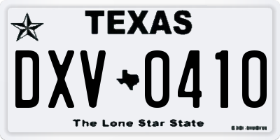 TX license plate DXV0410