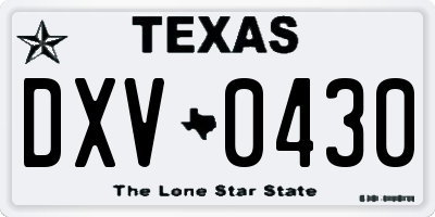 TX license plate DXV0430