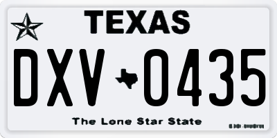 TX license plate DXV0435