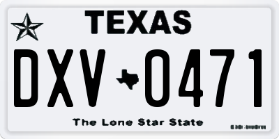 TX license plate DXV0471