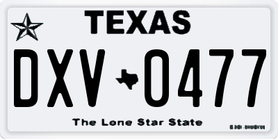TX license plate DXV0477