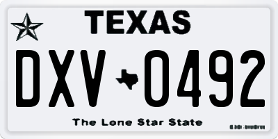 TX license plate DXV0492