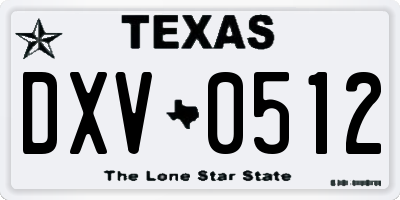 TX license plate DXV0512