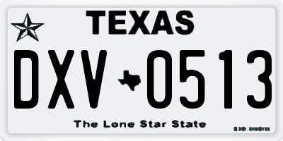 TX license plate DXV0513