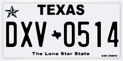 TX license plate DXV0514