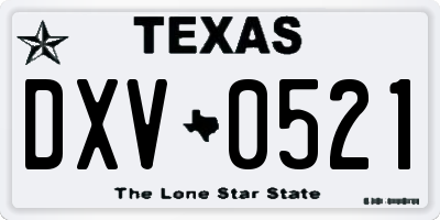 TX license plate DXV0521