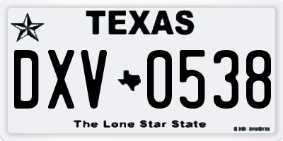 TX license plate DXV0538