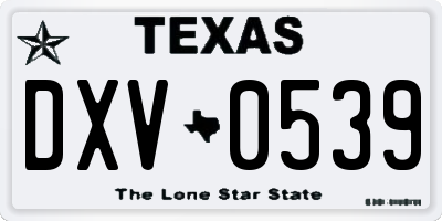TX license plate DXV0539