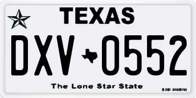 TX license plate DXV0552