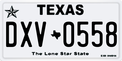 TX license plate DXV0558