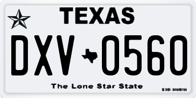 TX license plate DXV0560