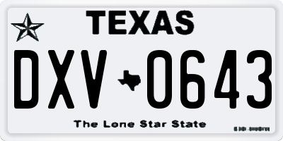 TX license plate DXV0643