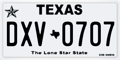 TX license plate DXV0707