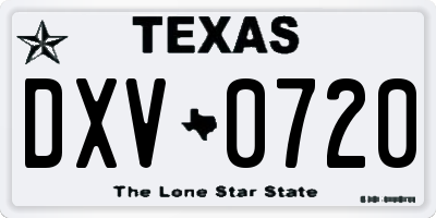 TX license plate DXV0720