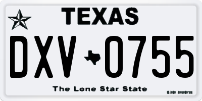 TX license plate DXV0755