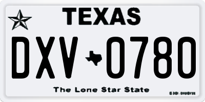 TX license plate DXV0780