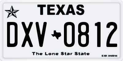 TX license plate DXV0812