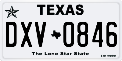 TX license plate DXV0846