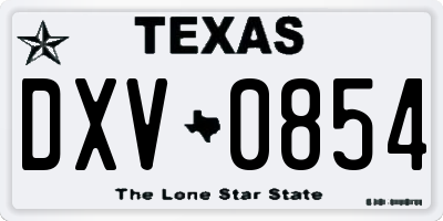 TX license plate DXV0854
