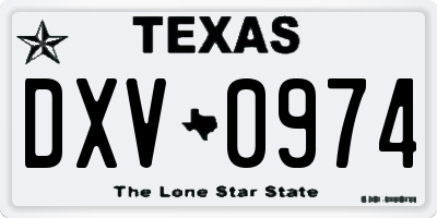 TX license plate DXV0974