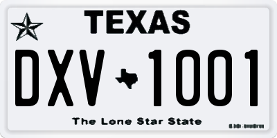TX license plate DXV1001