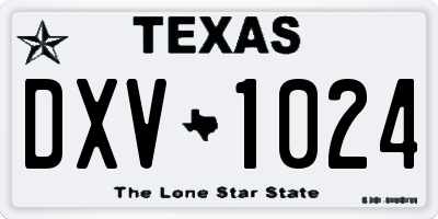 TX license plate DXV1024
