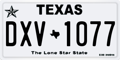 TX license plate DXV1077