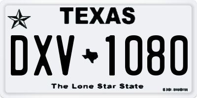 TX license plate DXV1080