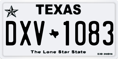 TX license plate DXV1083