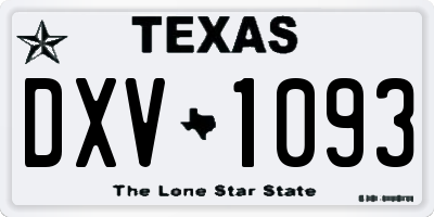 TX license plate DXV1093