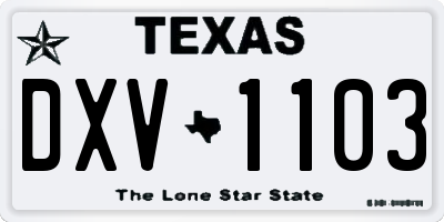 TX license plate DXV1103